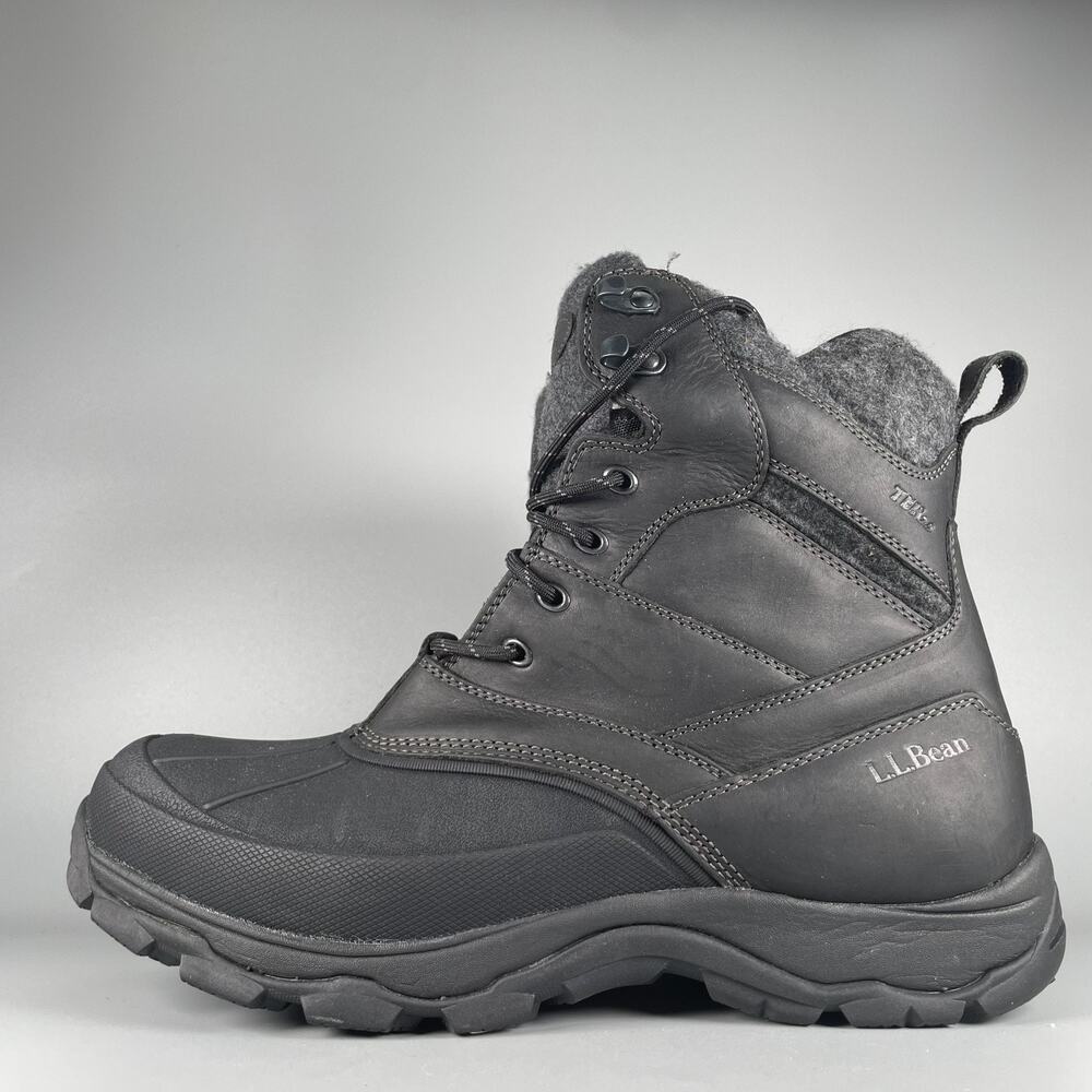 L.L. Bean Storm Chaser Mens 12 Black Leather Arctic Grip Hiking Lace Up Boot EUC